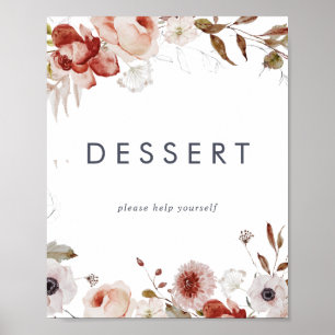 Póster Letrero de Postre Floral Simple