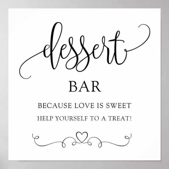 Póster Letrero de Postre para Boda/Fiesta Nupcial  (Frente)