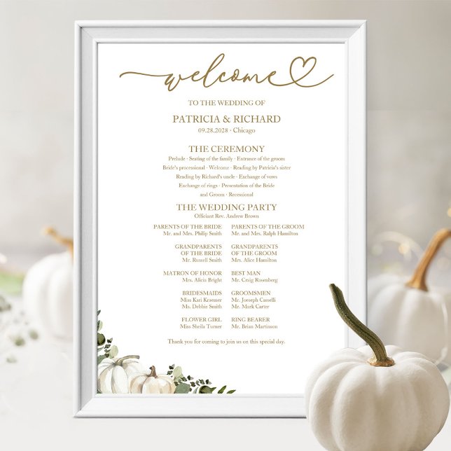 Póster Letrero de Programa de Boda de Calabaza de Verdor (Subido por el creador)