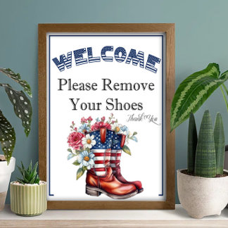 Póster Letrero de Quitar Zapatos el 4 de Julio