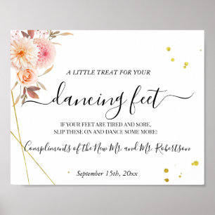Póster Letrero de recepción de boda Chanclas Pies Bailand