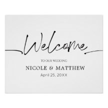 Letrero de Recepción de Boda con Caligrafía Modern