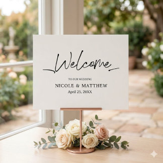 Póster Letrero de Recepción de Boda con Caligrafía Modern