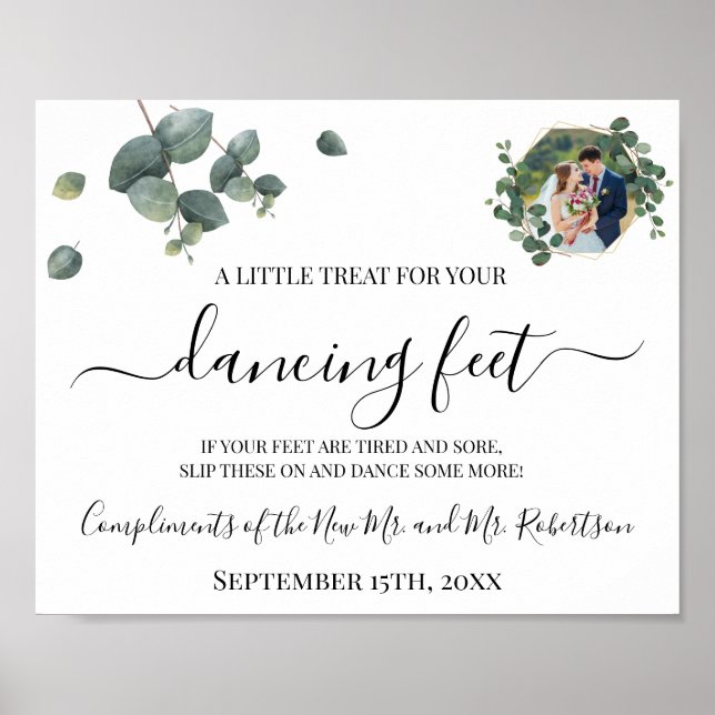 Póster Letrero de recepción de boda de chanclas de pies b (Frente)