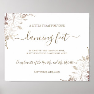 Póster Letrero de recepción de boda de chanclas de pies b