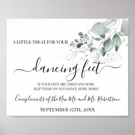 Póster Letrero de recepción de boda de chanclas para pies