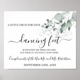 Póster Letrero de recepción de boda de chanclas para pies