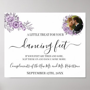 Póster Letrero de recepción de boda de chanclas para pies