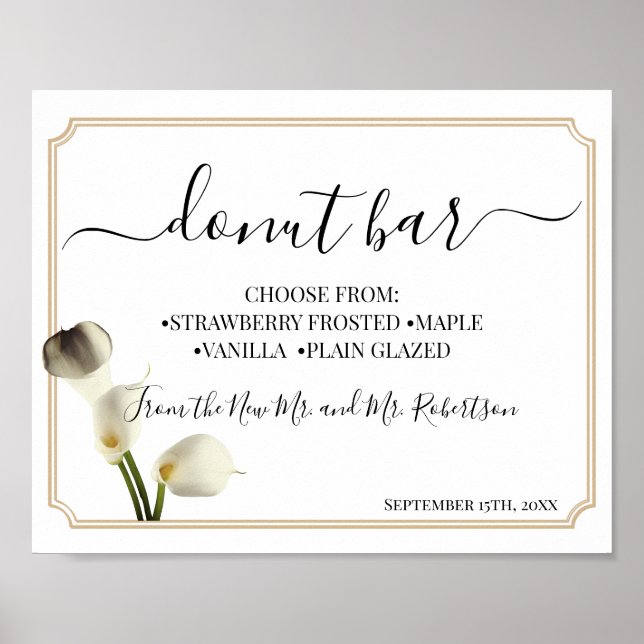 Póster Letrero de recepción de boda de mesa de dulces de  (Frente)