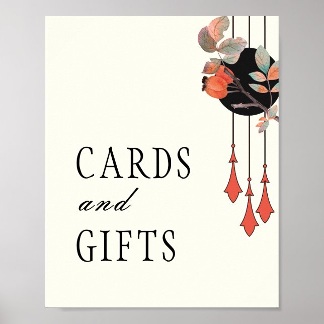 Póster Letrero de recepción de tarjetas y regalos de otoñ (Frente)