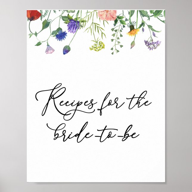 Póster Letrero de Recetas de Flor Silvestre y Abejas Zumb (Frente)