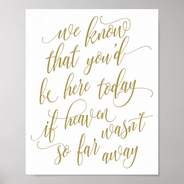 Póster Letrero de recuerdo de boda - Caligrafía de lujo - (Frente)