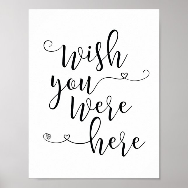 Póster Letrero de recuerdo - te deseo que estuvieras aquí (Frente)