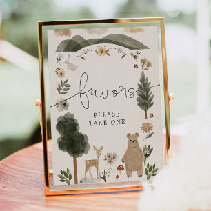 Póster Letrero de Recuerdos de Baby Shower Boho Bosque