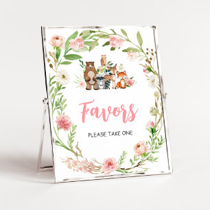 Póster Letrero de Recuerdos de Baby Shower Floral Rosa de