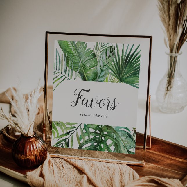 Póster Letrero de Recuerdos de Boda con Palmas Tropicales (Subido por el creador)