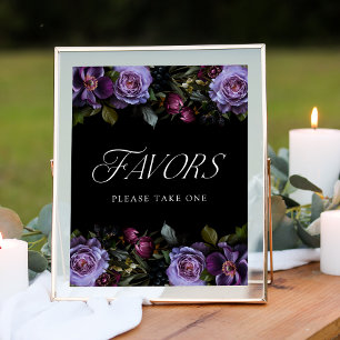 Póster Letrero de Recuerdos de Boda Floral Gótico Malhumo
