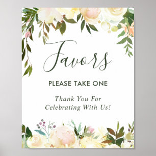 Póster Letrero de Recuerdos de Boda Florales de Verde Mar