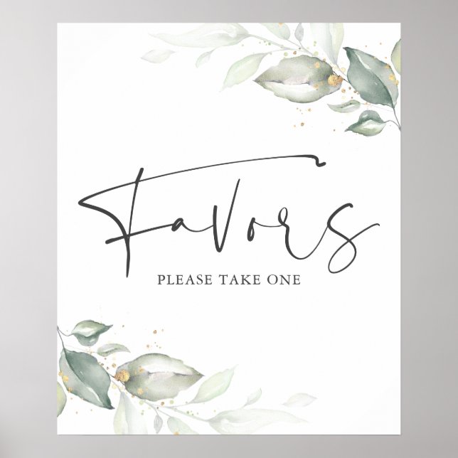 Póster Letrero de Recuerdos de Hojas y Verdor en Acuarela (Frente)