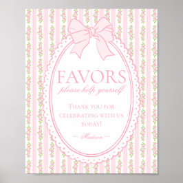 Póster Letrero de Recuerdos Florales Antiguos Elegantes R