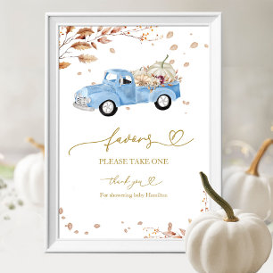Póster Letrero de Recuerdos para Baby Shower de Niño Otoñ