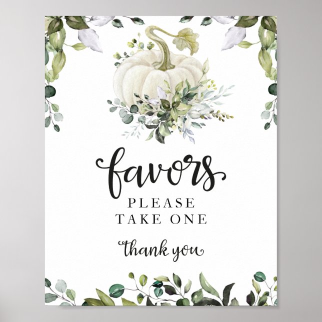 Póster Letrero de Recuerdos para Baby Shower de Otoño con (Frente)