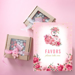 Póster Letrero de Recuerdos para Baby Shower Flamingo Ros