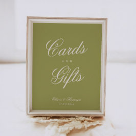 Póster Letrero De Regalo De Caligrafía Verde Oliva Para B