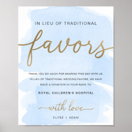 Póster Letrero de regalos de acuarela azul en lugar de fa