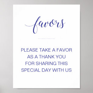 Póster Letrero de Regalos de Boda Azul Marino Por Favor T