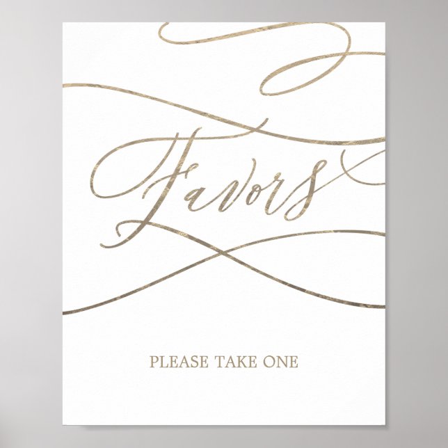 Póster Letrero de Regalos de Boda con Caligrafía Romántic (Frente)