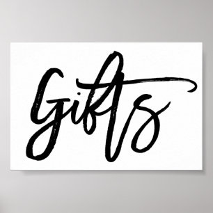 Póster Letrero de regalos de boda con letra a mano chic