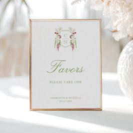 Póster Letrero de Regalos de Boda con Monograma Floral en