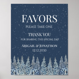 Póster Letrero de Regalos de Boda de Bosque Invernal Rúst