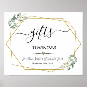 Póster Letrero de regalos para ducha de boda recepción ve