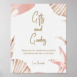 Póster Letrero de regalos y golosinas para baby shower Bo