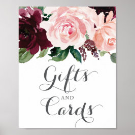 Póster Letrero de regalos y tarjetas de Blush Burgundy