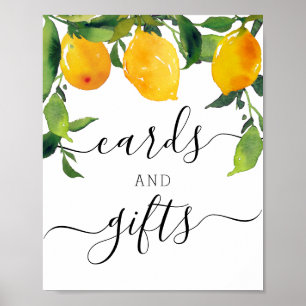 Póster Letrero de regalos y tarjetas de ducha nupcial de