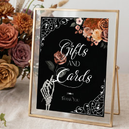 Póster Letrero de regalos y tarjetas florales góticas de