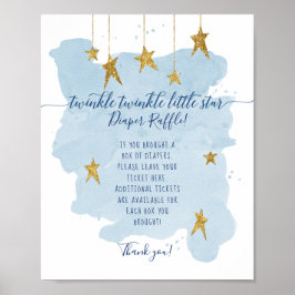 Póster Letrero de rifa de pañal azul de Twinkle Little St