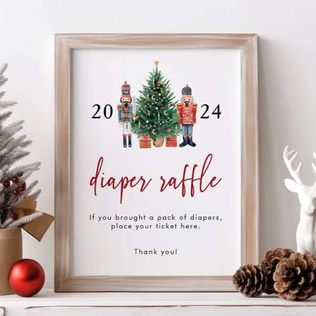 Póster Letrero de Rifa de Pañales Cascanueces (Nutcracker Diaper Raffle Sign
)
