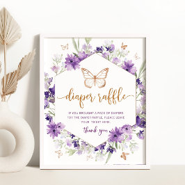 Póster Letrero de rifa de pañales de mariposa