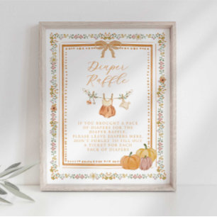 Póster Letrero de Rifa de Pañales para Baby Shower de Caí