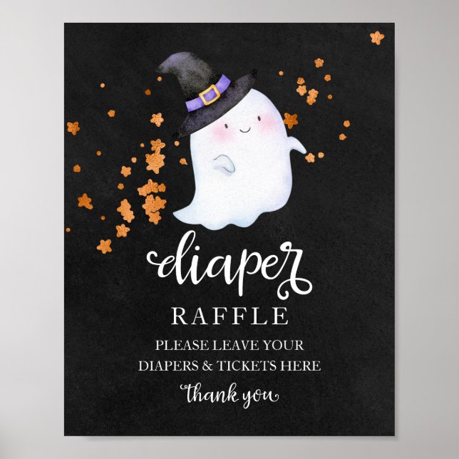 Póster Letrero de Rifa de Pañales para Baby Shower de Hal (Frente)