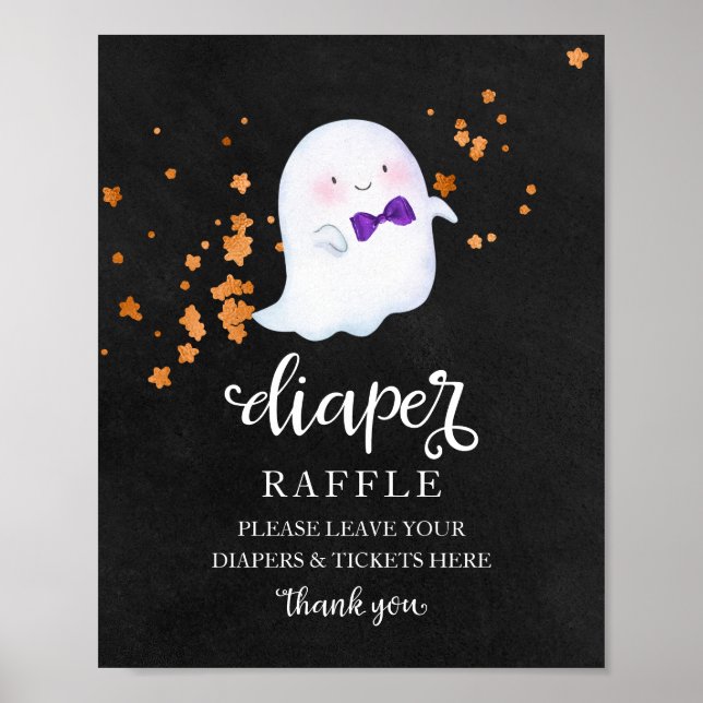 Póster Letrero de Rifa de Pañales para Baby Shower de Hal (Frente)