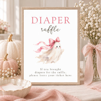 Póster Letrero de Rifa de Pañales para Baby Shower de Lit