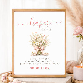 Póster Letrero de Rifa de Pañales para Baby Shower de Peq