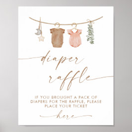 Póster Letrero de Rifa de Pañales | Revelación de Género 