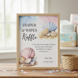 Póster Letrero de Rifa de Pañales y Toallitas Costeras