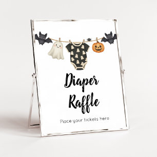 Póster Letrero de Rifas de Pañales de Ropa Tendida Little
